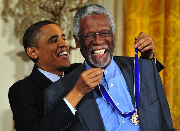 President Barack Obama awards the 2010 Medal of Freedom to Bill Russell in Washington